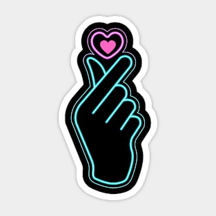 Korean finger heart neon Sticker